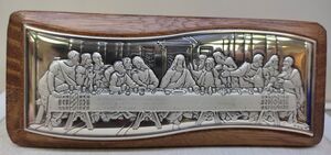 CUADRO ÚLTIMA CENA LAMINADO DE PLATA Y MADERA CASS2/HUC
