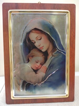 CUADRO VIRGEN NIÑO PLATEADO  SPTA 2/ MP 2