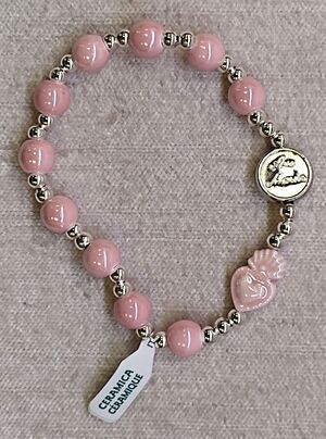 BRAZALETE SAGRADO CORAZÓN ROSARIO CERÁMICA ROSA B01-CER8-CG/A2