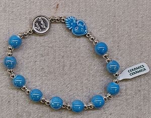 BRAZALETE CORAZÓN DE JESÚS ROSARIO AZUL CERÁMICA B01-CER8-CG/A3