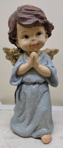 IMAGEN ÁNGEL CON VESTIDO CELESTE RESINA 20 CM. - PB21524