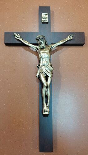 CRUZ MADERA CON CRISTO BRONCE 35 CM.