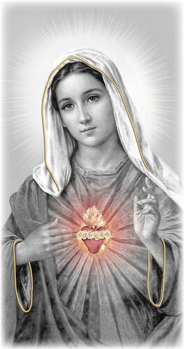 CUADRITO SGDO. CORAZÓN MARIA B/N ORO 12X24 CM - 05191355D