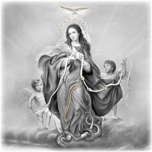 CUADRITO MARIA VG. DESATANUDOS B/N ORO 18X18 CM - 05181264D