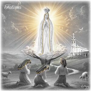 CUADRITO VIRGEN DE FATIMA B/N ORO 18X18 CM - 05181726DF