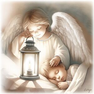 CUADRITO ANGEL DE LA GUARDA C/FAROL COLOR 18X18 CM - 05181548