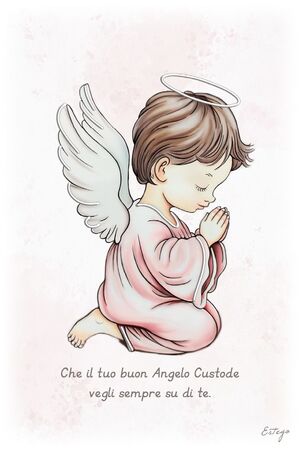 CUADRITO ÁNGEL CUSTODIO ORACIÓN ROSA 11X17 CM - F92741ES
