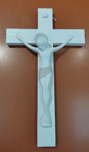 CRUZ C/CRISTO RESINA BLANCO 31 CM.