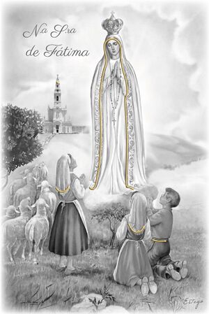 CUADRITO VIRGEN FATIMA B/N ORO 9X13 CM - F91715DF