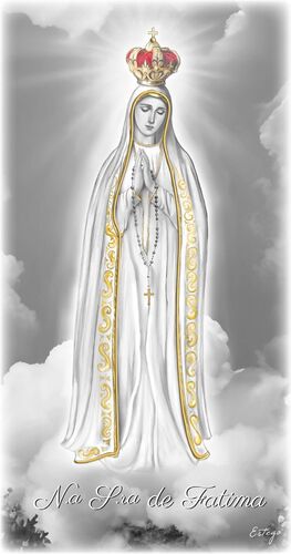 CUADRITO VIRGEN FATIMA B/N ORO 12X24 CM - 05191611DF