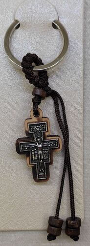 LLAVERO CRUZ SAN DAMIÁN METAL SOBRE MADERA 1850