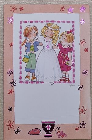 ESTAMPA COMUNIÓN NIÑA CON AMIGAS MARCO ROSA BUSQUETS 