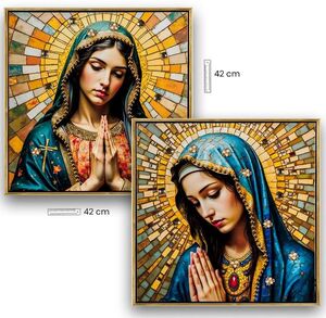 CUADRO VIRGEN 40X40CM BRILLO MARCO DORADO 16/744