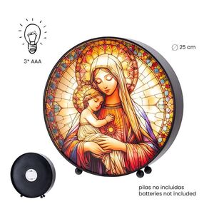 VIRGEN CON NIÑO Y LUZ 26 CM 24/321