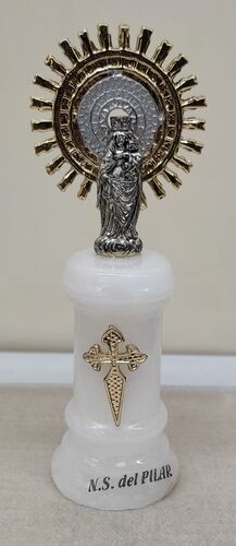 VIRGEN DEL PILAR METAL/ALBASTRO CORONA METAL 10CM 70286150256