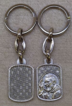 LLAVERO PADRE PÍO METAL RECTANGULAR  30MM 