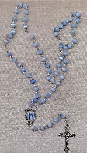 ROSARIO CRISTAL LISO 6 MM. REDONDO AZUL
