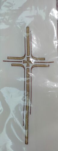 ESTOLA BLANCA CON CRUZ DORADA BORDADA (04P)