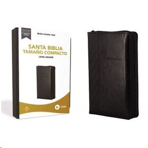 SANTA BIBLIA, LETRA GRANDE, TAMAÑO COMPACTO, LEATHERSOFT, NEGRO, EDICIÓN LETRA ROJA CON CIERRE