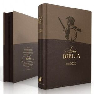 BIBLIA REINA VALERA 2020 LETRA GRANDE CON CIERRE I/PIEL CAFÉ DISEÑO SOLDADO
