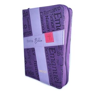 BIBLIA RVR2020 PORTATIL L/G CREMALLERA MORADO Y LILA