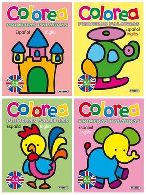 COLOREA PRIMERAS PALABRAS ESPAÑOL - INGLÉS (4 TÍTULOS)