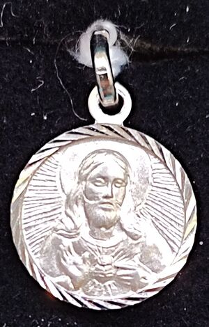 MEDALLA PLATA SAGRADO CORAZON DE JESUS 11MM DBMCJ11