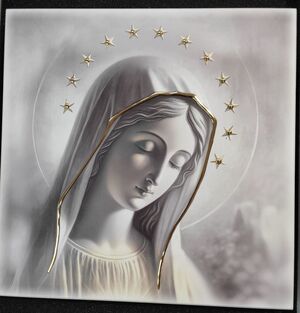CUADRO VIRGEN DE MEDJUGORJE COLOR DORADO 18X18 CM - 05181263D