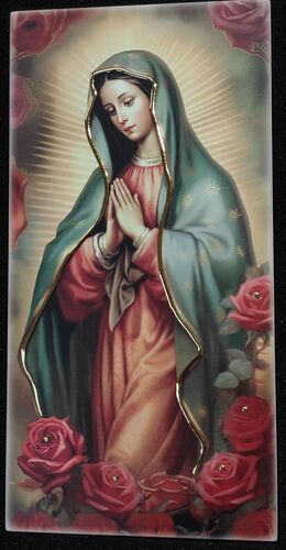 CUADRO VIRGEN DE GUADALUPE COLOR DECORACIÓN ORO 12X24 CM - 05191260D