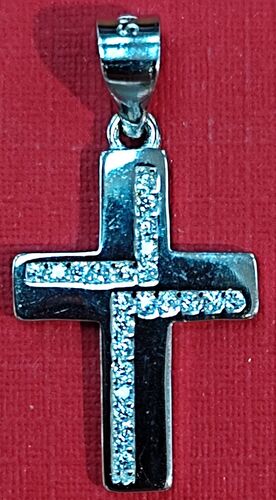 CRUZ DE PLATA CON CIRCONITAS- 49110