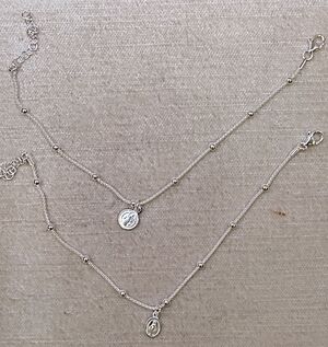 PULSERA PLATA MALLA 8 BOLAS COLGANTE MILAGROSA-SAN BENITO PLP-44