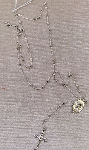 ROSARIO VIRGEN NIÑA BOLA 3MM PLATA LARGO ROS-14 V