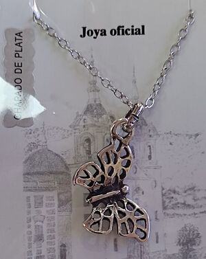 COLLAR MARIPOSA METAL 25MM BAÑO PLATA