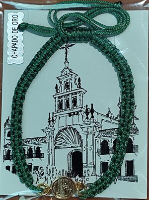 PULSERA VIRGEN DEL ROCÍO 10 MM BAÑO ORO MACRAME ESP