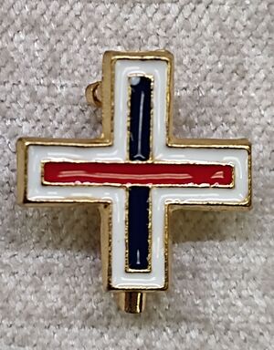 ALFILER CRUZ TRINITARIA CON ESMALTE ROJO Y AZUL 2X2CM 05010059