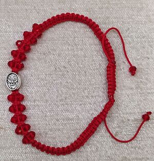 PULSERA CUERDA ESPIRITU SANTO ROJA DECENA CRISTAL DOBLE FILA 13043327