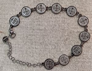 PULSERA ACERO SAN BENITO MEDALLAS REDONDAS 10MM