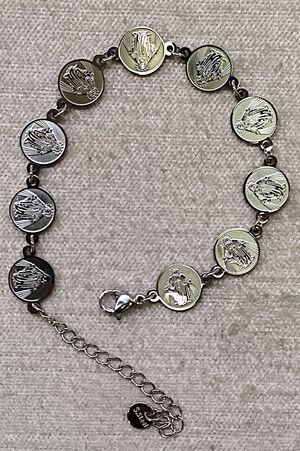 PULSERA ACERO VIRGEN MILAGROSA MEDALLAS REDONDAS