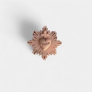 BROCHE SAGRADO CORAZÓN METAL ESMALTADO BEIGE NUEZ