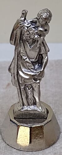 FIGURA SAN CRISTOBAL PLATEADA 5 CM. C/BASE NIKEL - 40.089.30 006