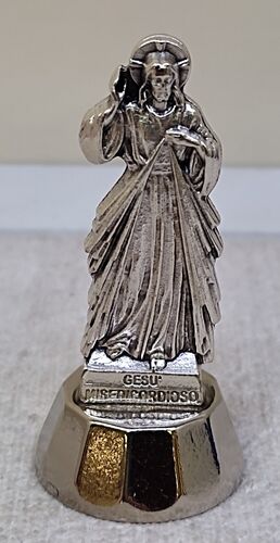 FIGURA JESÚS DIVINA MISERICORDIA PLATEADA 5 CM. C/BASE NIKEL - 40.089.30 005