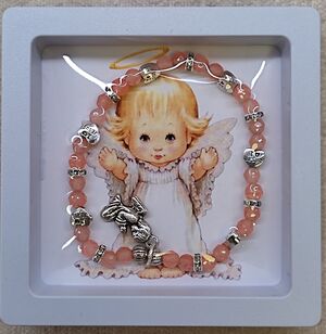 PULSERA ELÁSTICA CRISTAL SALMÓN ÁNGEL DE LA GUARDA