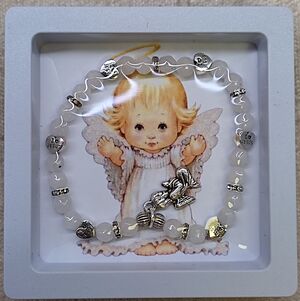 PULSERA ELÁSTICA CRISTAL BLANCA ÁNGEL DE LA GUARDA