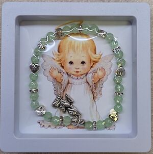 PULSERA ELÁSTICA CRISTAL VERDE ÁNGEL DE LA GUARDA