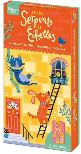 SERPIENTES Y ESCALERAS.JUEGO DE MADERA. MULTILINGU